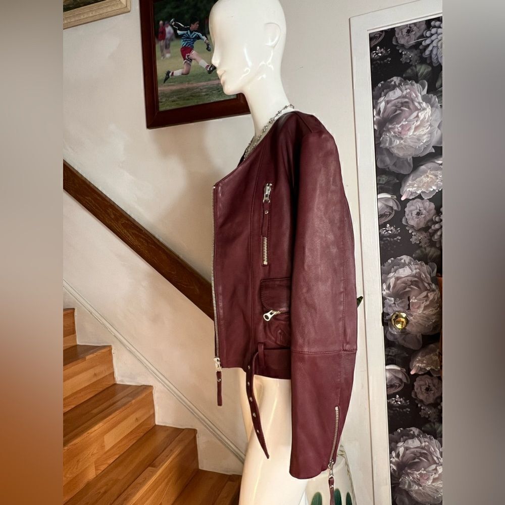 Free People Victory Leather Moto Jacket/Size M - Picture 7 of 12